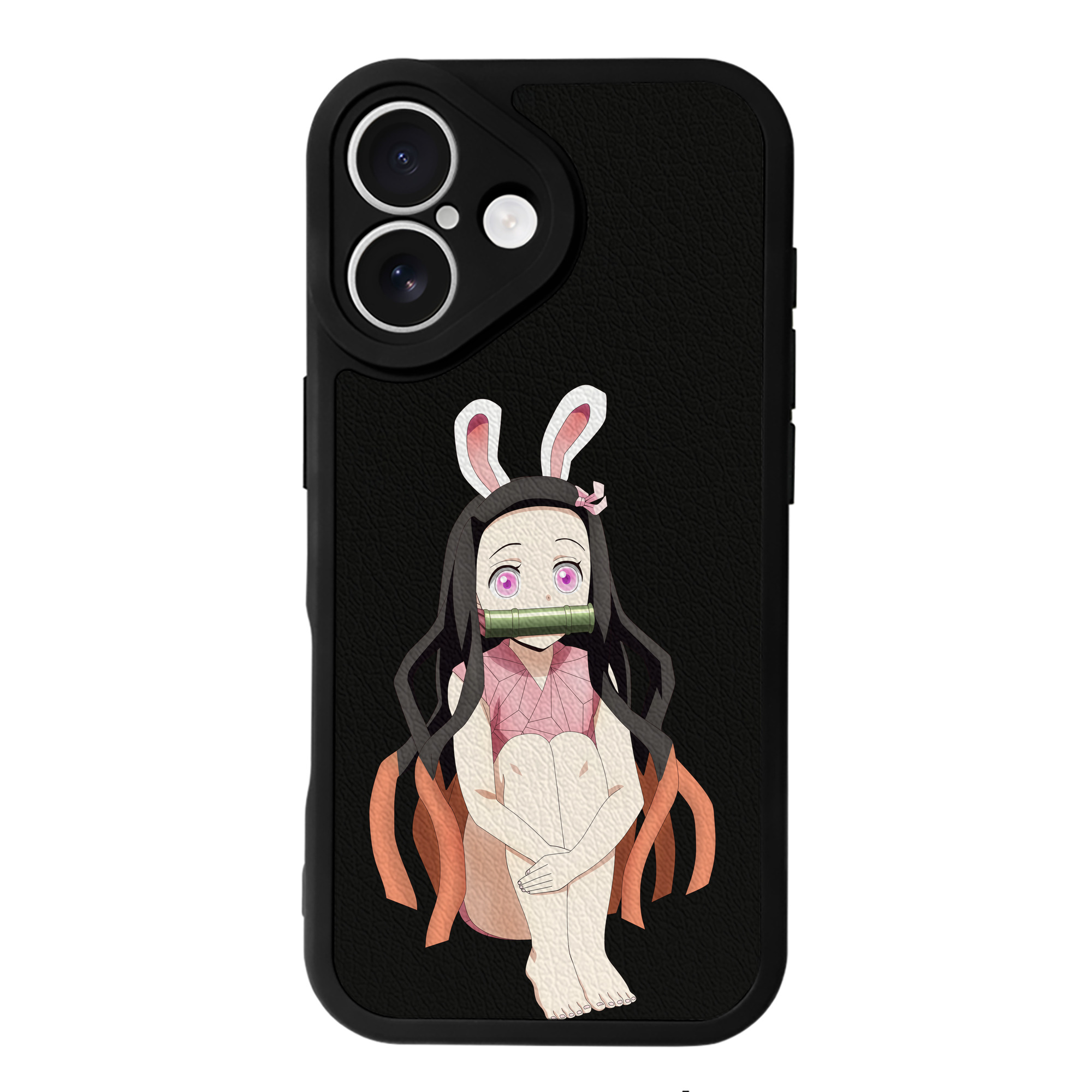 （画像用） 鬼滅の刃（きめつのやいば）竈門 禰󠄀豆子／かまど ねずこ Kamado Nezuko 【iPhone 16シリーズ対応】シリコンスマホケース（レザー調） 材質：シリコン